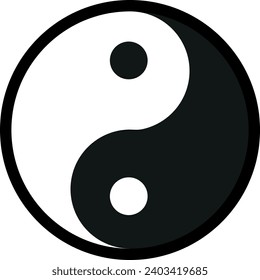 Yin-yang-Symbol auf Schwarz-Weiß. Element für Druck, Postkarte und Poster, Website, Stickerei, Laserschneiden, Datenübertragung. Vektorgrafik