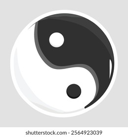 Yin-Yang Symbol Vector Illustration Sticker. Vector sticker of a classic yin-yang symbol. Great for balance, zen, and wellness designs