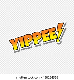 yippee cartoon text sticker theme vector art illustration