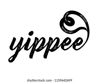 Yippee hand lettering with heart shape