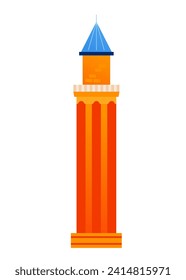 Yivli Minaret - modern flat design style single isolated image. Neat detailed illustration of Aladdin or the Great Mosque is a mosque in Turkey. Symbol of the city of Antalya. Showplace idea