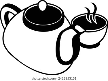 Yixing teapot isometric Concept, ceramic crockery tea set Vector Icon Design, Traditional Chinese Culture Symbol, New Year of the Dragon 2024 Sign, China Travel Guide Stock illustration