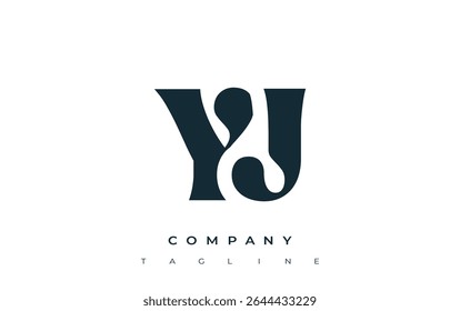 YJ Creative Abstract Typography Logo Design. Elegant logo combining bold typography and creative shapes, ideal for branding and identity solutions.