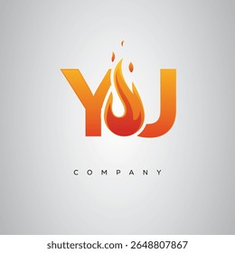 YJ Creative Fire Letter Diseño de Logo
