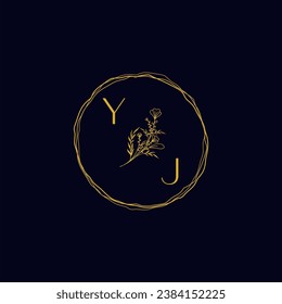 YJ elegant wedding initial logo in high quality professional design that will print well across any print media