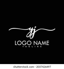 YJ Initial Handwriting Logo Design Vector