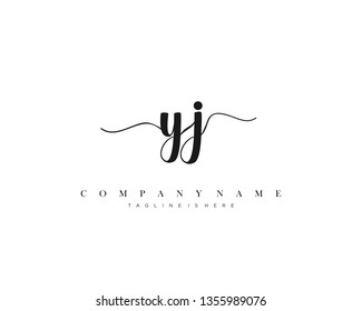 YJ initial handwriting logo template vector