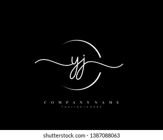 YJ initial handwriting logo template vector