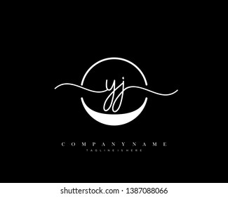 YJ initial handwriting logo template vector