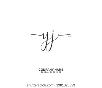 YJ Initial handwriting logo vector