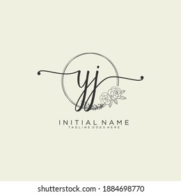 YJ Initial handwriting logo vector