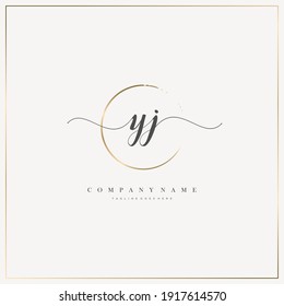 YJ Initial Letter handwriting logo hand drawn template vector, logo for beauty, cosmetics, wedding, fashion and business