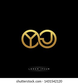 YJ initial letter linked circle capital monogram logo modern template
