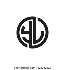 YJ initial letters looping linked circle monogram logo