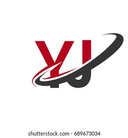 YJ initial logo company name colored red and black swoosh design, isolated on white background. vector logo for business and company identity.
