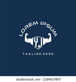 YJ initial monogram for fitnes or gym logo with creative style design
