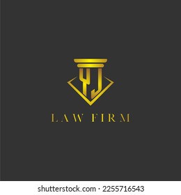 Logo de monograma inicial YJ para la firma de abogados con diseño de polígono creativo