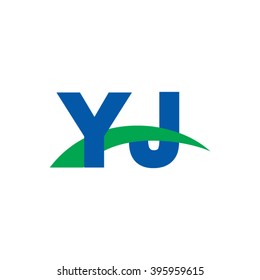 YJ initial overlapping swoosh letter logo blue green