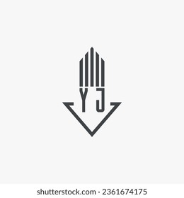 Ilustración del material del logotipo inmobiliario de YJ. vector de logotipo