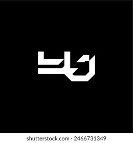 YJ letter bold futuristic concept techno style modern monogram initial