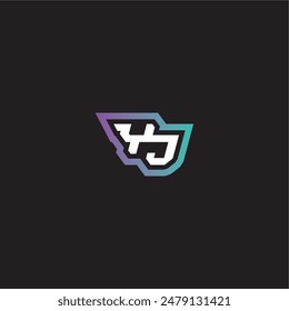 YJ letra dinámica y atrevida concepto moderno esport gaming monograma logo