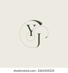 YJ letter elegant line concept feminine wedding style beautifull monogram initial