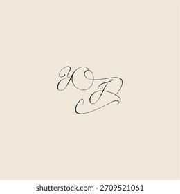 YJ letter initial royal design minimalist style curve monogram elegant concept logo