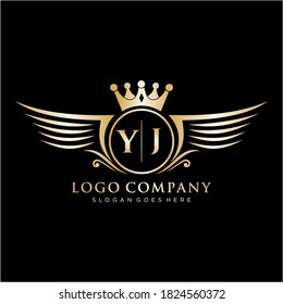 YJ Letter Initial with Royal Wing Logo Template.