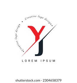 Diseño de logotipo de carta YJ con corte creativo. Diseño de logotipo creativo