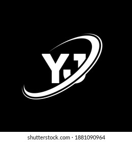 YJ letter logo design. Initial letter YJ linked circle uppercase monogram logo white color. YJ logo, Y J design. yj, y j