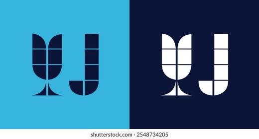 YJ logo design with tile shape. Minimalist and modern vector illustration design suitable for business or brand