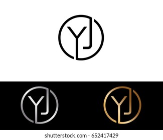 Yj Logo. Letter Design Vector with Red and Black Gold Silver Colors

