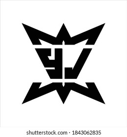 YJ Logo monogram with crown up down side design template on white background