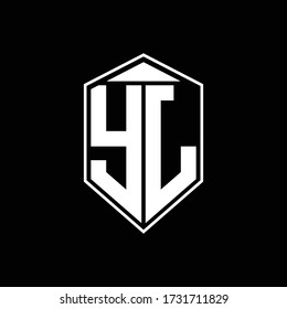 yj logo monogram with emblem shape combination tringle on top design template