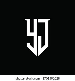 YJ logo monogram with emblem shield style design template