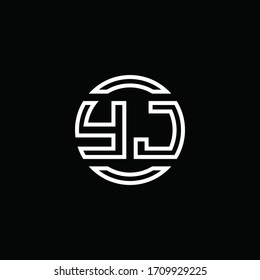 YJ logo monogram with negative space circle rounded design template