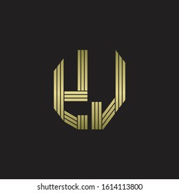 YJ Logo monogram outline style linked isolated with gold colors