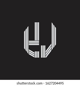 YJ Logo monogram with outline style linked isolated on black background