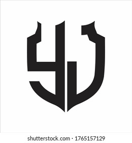 YJ Logo Shield style Monogram design template on white background