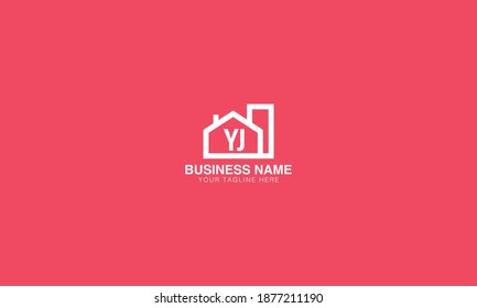 yj  Minimal initial real estate property house building flat vector logo design 