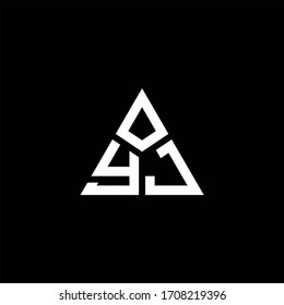 YJ monogram logo with 3 pieces shape isolated on triangle design template