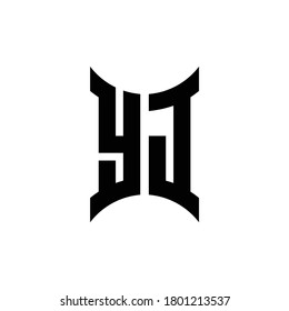 YJ-Monogramm-Logo mit geschwungener Seitendesign-Vorlage