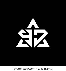 YJ monogram logo with diamond shape and triangle outline design template