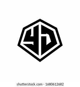 YJ monogram logo with hexagon shape and line rounded style design template isolated on white background