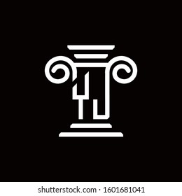 YJ monogram logo with pillar style design template