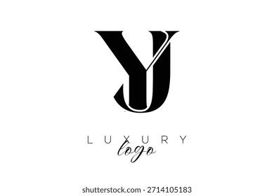 Logotipo de la tipografía del monograma de la letra de YJ Serif para la identidad elegante de la marca de Premium