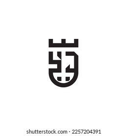 Logo retro de concepto de escudo YJ en diseño profesional de alta calidad que se imprimirá bien en cualquier medio impreso