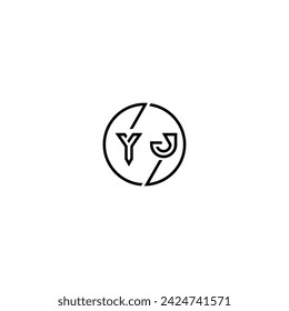 YJ simple outline concept logo and circle of initial design black and white background