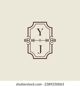 YJ vintage wedding initial logo in high quality professional design that will print well across any print media