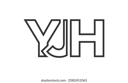 YJH logo design template with strong and modern bold text. Initial based vector logotype featuring simple and minimal typography. Trendy company identity ideal for businesses brand presence.